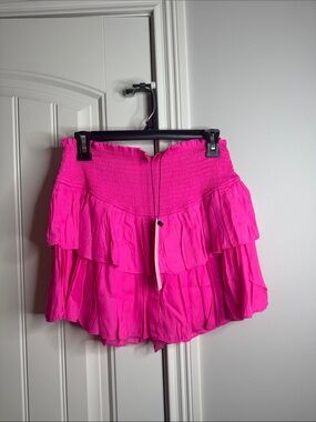 Mustard Seed Hot Pink Tiered Mini Skirt